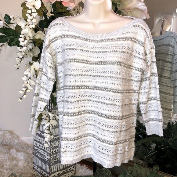 WHBM Metallic Stripe Sweater - Picture 1 of 4